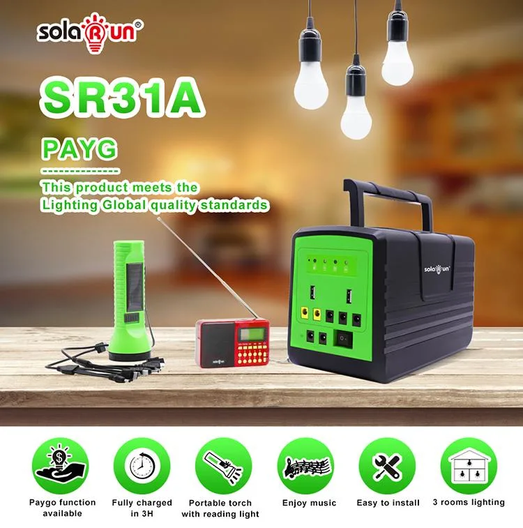 Pay as You Go Portable off Grid Solar Home Lighting Energy System for Power DC TV Fan