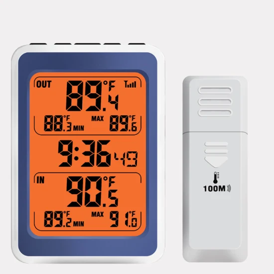 Termômetro externo interno de fábrica Despertador digital sem fio com medidor de temperatura de luz de fundo